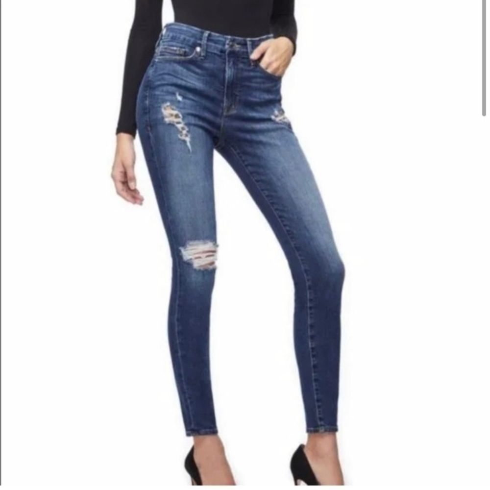 Good American Good Legs Cheetah Pockets High Waist Jeans 16 - Picture 12 of 12